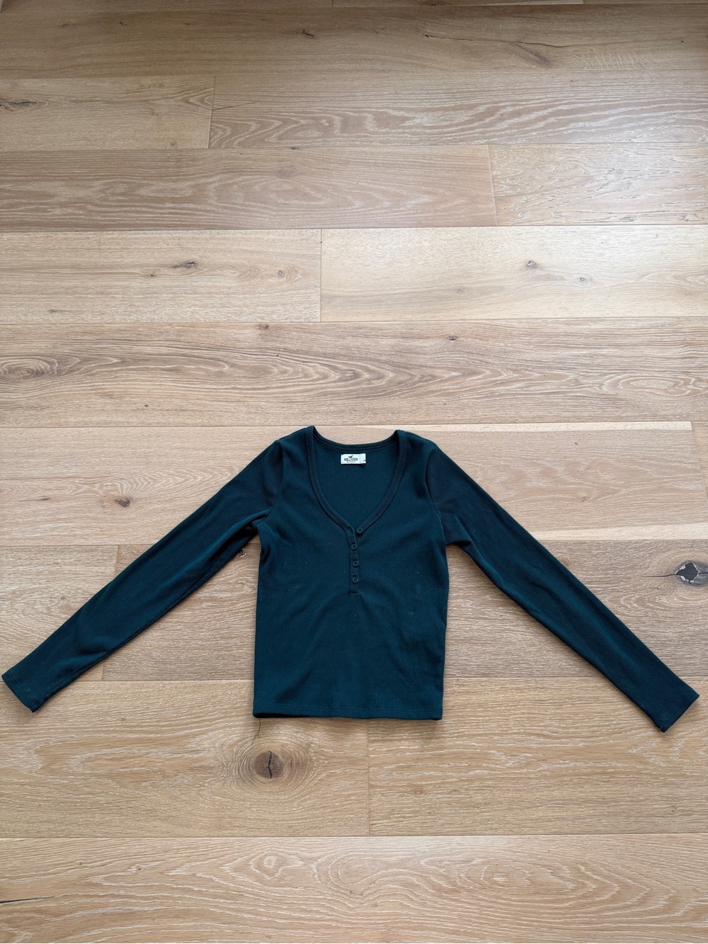 Hollister Emerald Green Long Sleeve Henley Top Women’s